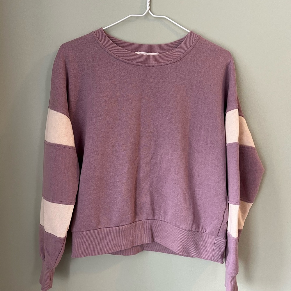 Hippie Rose Lavender and Cream Crew Neck Sweatshirt